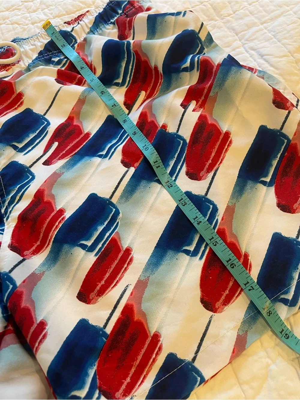 Arizona Jean Company White Swim Trunks with Red and Blue Popsicle Print